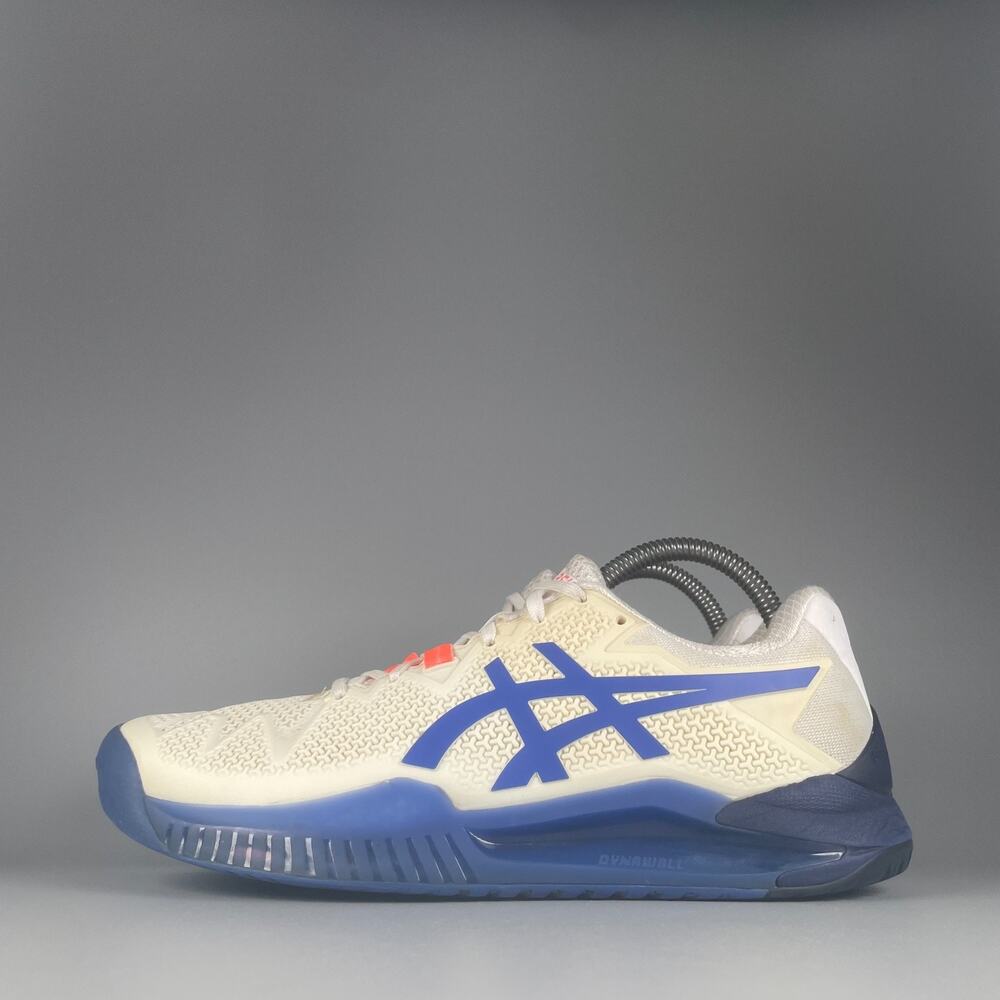ASICS GEL-Resolution Women's 8.5 White Blue Tennis Pickleball Shoes Sneakers GUC